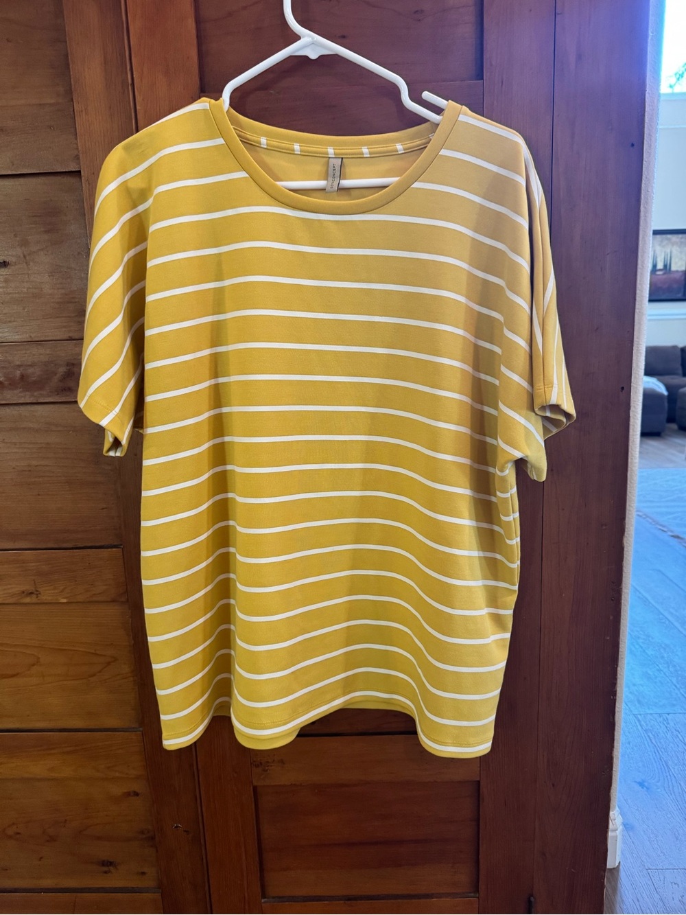 Yellow & White Striped Short Sleeve Oversized Shirt